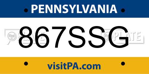 867SSG Pennsylvania License Plate