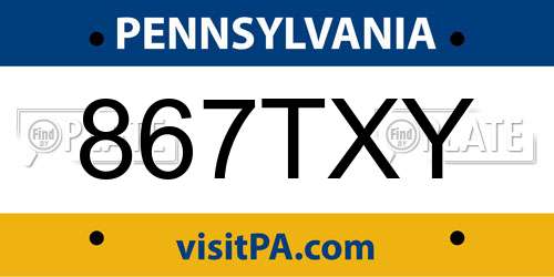 867TXY Pennsylvania License Plate