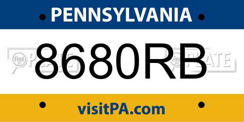 8680RB Pennsylvania License Plate