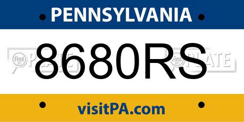 8680RS Pennsylvania License Plate
