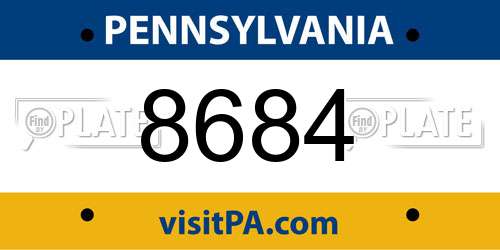 8684 Pennsylvania License Plate