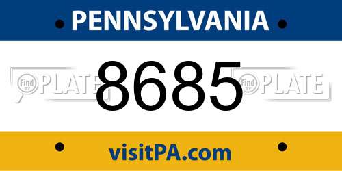 8685 Pennsylvania License Plate