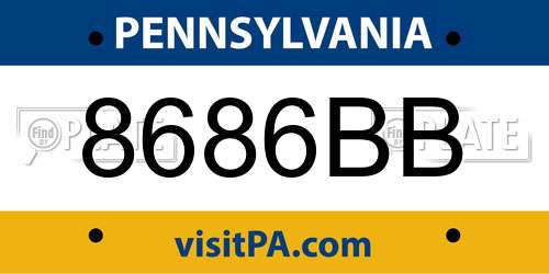 8686BB Pennsylvania License Plate