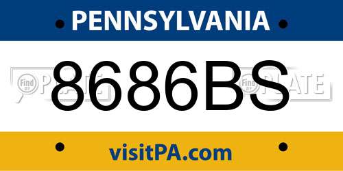 8686BS Pennsylvania License Plate