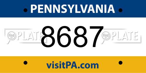 8687 Pennsylvania License Plate