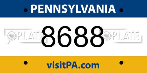 8688 Pennsylvania License Plate