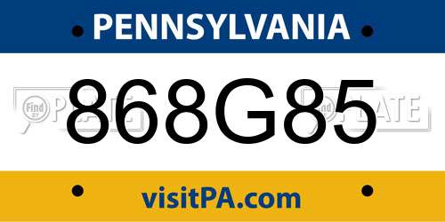 868G85 Pennsylvania License Plate
