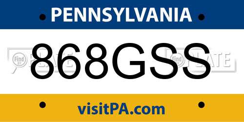 868GSS Pennsylvania License Plate
