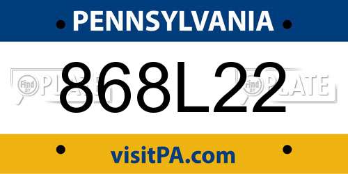 868L22 Pennsylvania License Plate