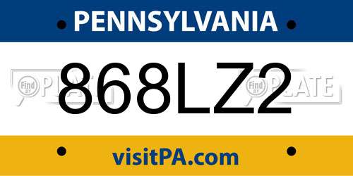 868LZ2 Pennsylvania License Plate