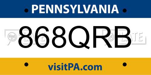 868QRB Pennsylvania License Plate