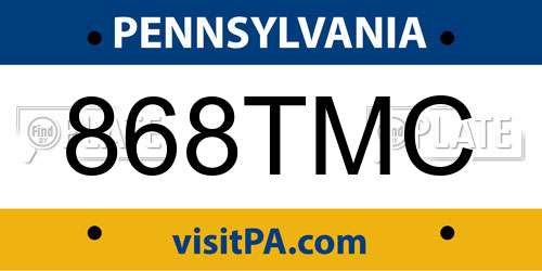 868TMC Pennsylvania License Plate