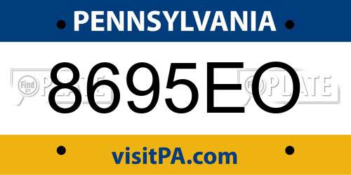 8695EO Pennsylvania License Plate
