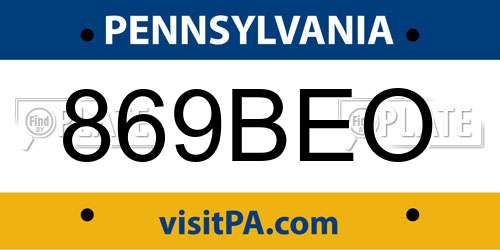 869BEO Pennsylvania License Plate