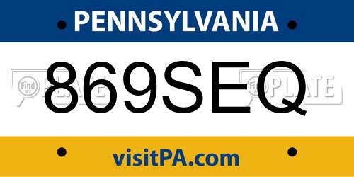 869SEQ Pennsylvania License Plate