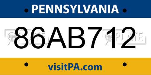 86AB712 Pennsylvania License Plate