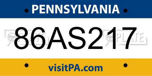 86AS217 Pennsylvania License Plate