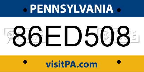 86ED508 Pennsylvania License Plate