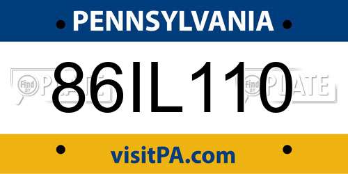 86IL110 Pennsylvania License Plate