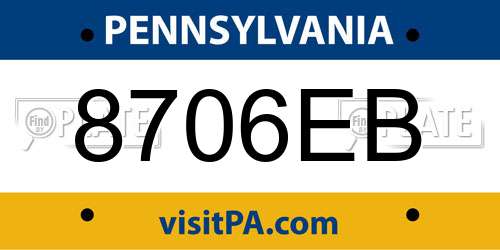 8706EB Pennsylvania License Plate