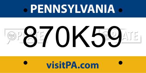 870K59 Pennsylvania License Plate