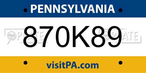870K89 Pennsylvania License Plate