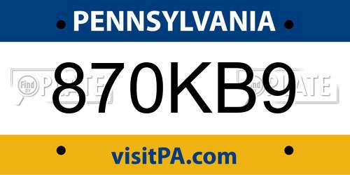 870KB9 Pennsylvania License Plate