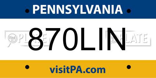 870LIN Pennsylvania License Plate