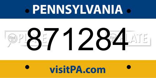 871284 Pennsylvania License Plate
