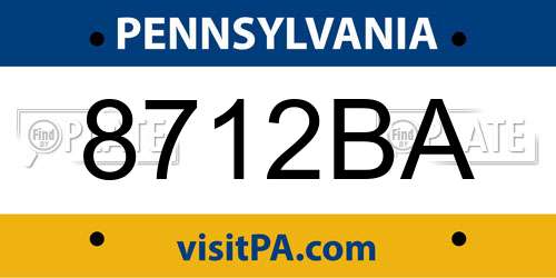 8712BA Pennsylvania License Plate
