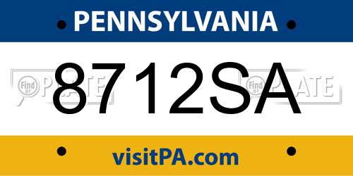 8712SA Pennsylvania License Plate