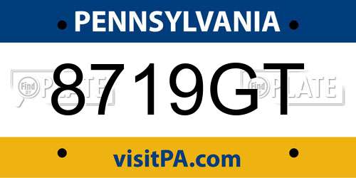 8719GT Pennsylvania License Plate
