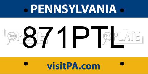 871PTL Pennsylvania License Plate
