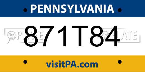 871T84 Pennsylvania License Plate