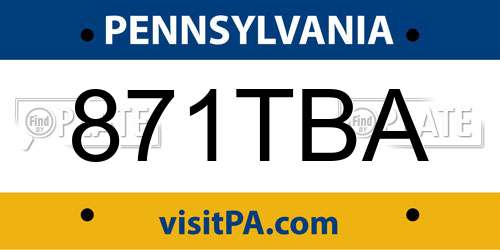 871TBA Pennsylvania License Plate