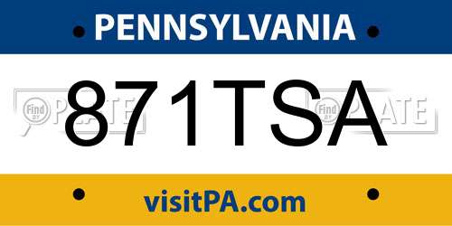 871TSA Pennsylvania License Plate