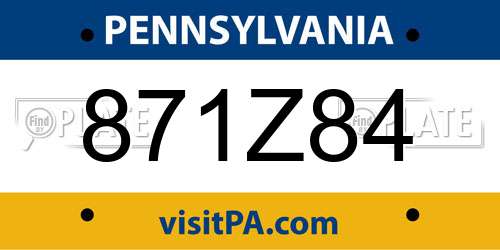 871Z84 Pennsylvania License Plate