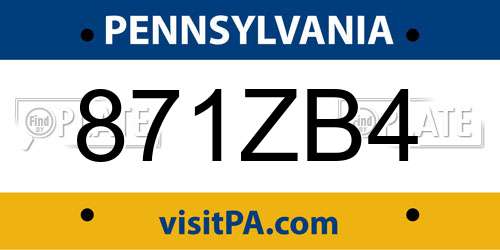 871ZB4 Pennsylvania License Plate
