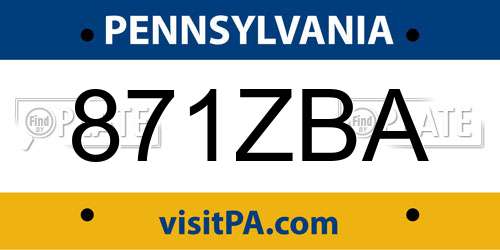 871ZBA Pennsylvania License Plate
