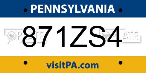 871ZS4 Pennsylvania License Plate