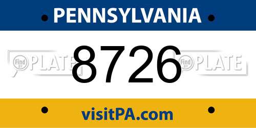 8726 Pennsylvania License Plate