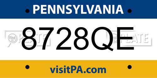 8728QE Pennsylvania License Plate