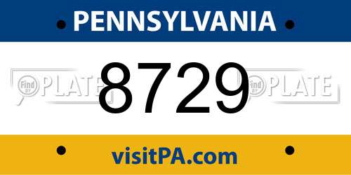 8729 Pennsylvania License Plate