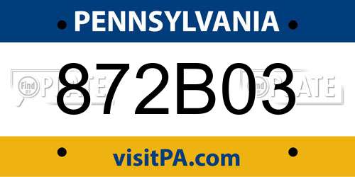 872B03 Pennsylvania License Plate
