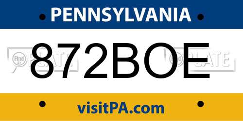 872BOE Pennsylvania License Plate