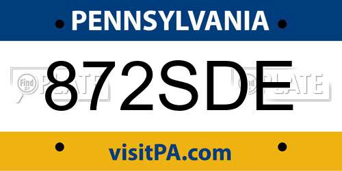 872SDE Pennsylvania License Plate
