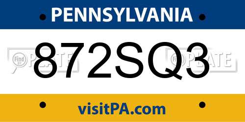 872SQ3 Pennsylvania License Plate