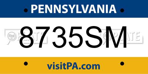 8735SM Pennsylvania License Plate