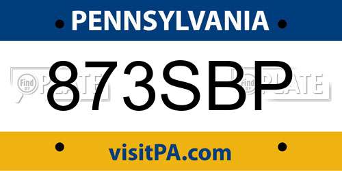 873SBP Pennsylvania License Plate