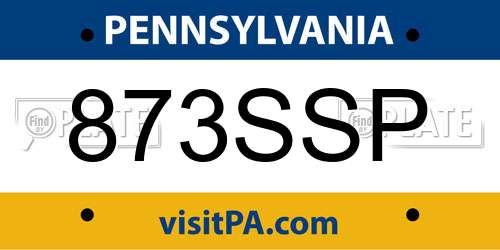 873SSP Pennsylvania License Plate
